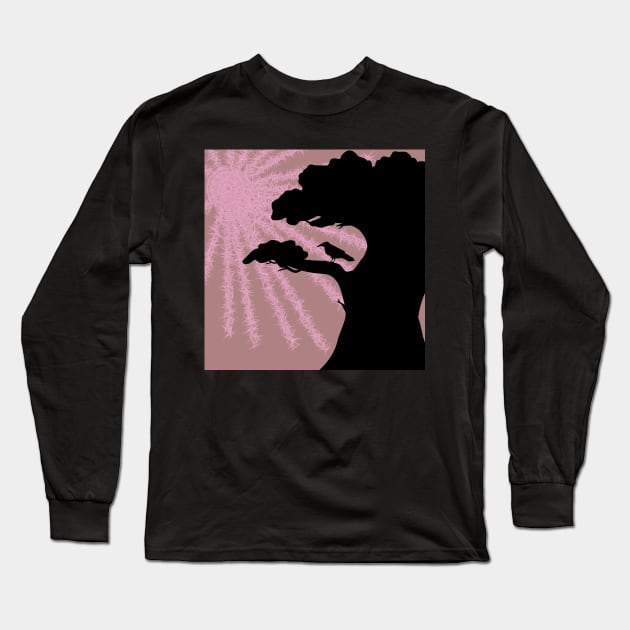 Raven in Winter Sun Ice Pink Long Sleeve T-Shirt by VazMas Design